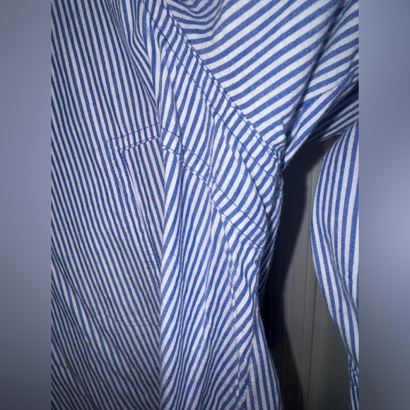 FREE PEOPLE all for you striped mini dress tunic ruffle blue white size large - Picture 10 of 12